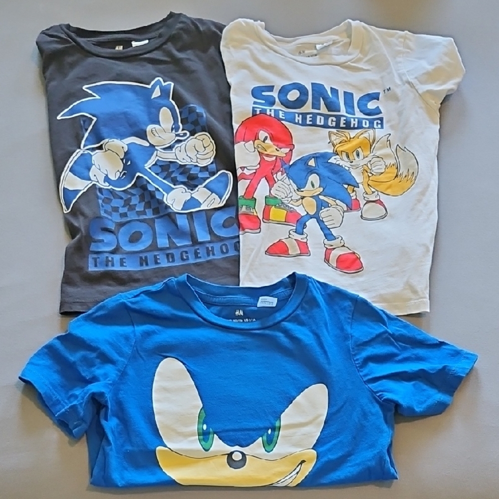 H&M Sonic the Hedgehog Kids T-Shirt Trio - Blue, White, Black